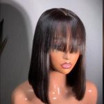 Human hair blend closure fringe
