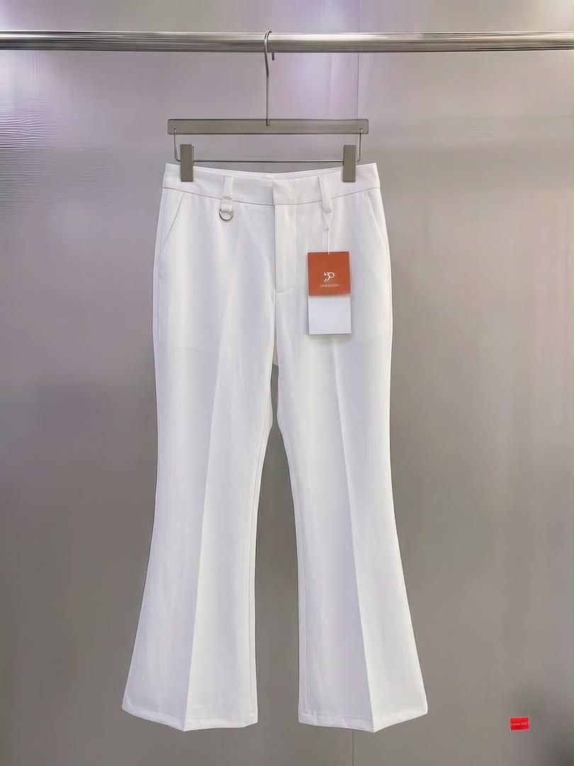 Burgundy Flare Trousers Crisp white Loro Piana Inspired high-waist tailored flare trousers.
