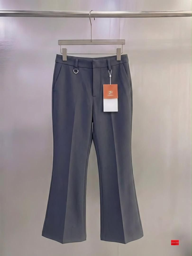 Burgundy Flare Trousers Slate gray Loro Piana Inspired high-waist tailored flare trousers.