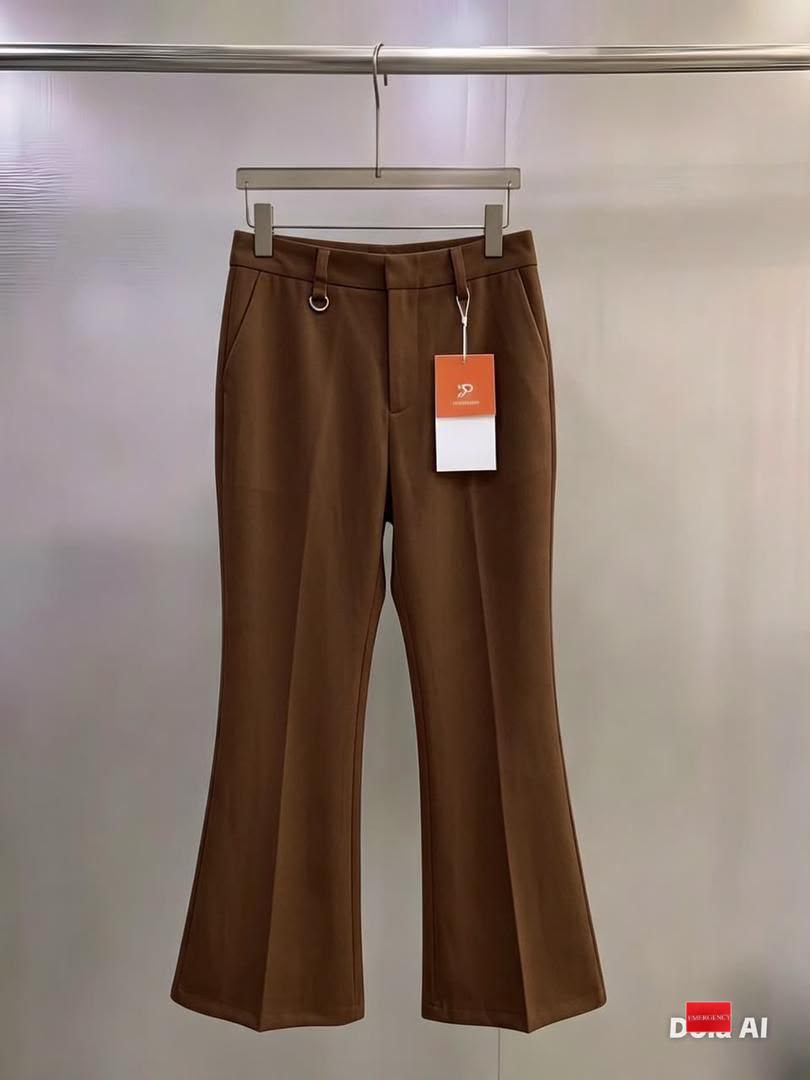 Burgundy Flare Trousers Rich brown Loro Piana Inspired high-waist tailored flare trousers.